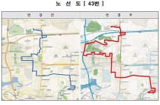 홈>교통행정>버스>시내버스 노선정보>개편노선정보(2020.12.31.) > (간선 43) 시내버스 변경노선 안내 | 교통·도로