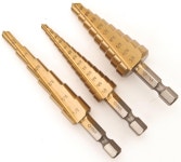 JEGS 150114: 3-Piece Step Drill Bit Set - JEGS High Performance JEGS 150114: Step Drill Bit Set 3-Piece - JEGS High Performance