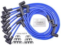 JEGS 412010: 8.0mm Blue Powr Wires Small Block Chevy Over Valve Covers - JEGS High Performance