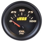 JEGS High Performance JEGS 41450: Oil Pressure Gauge [2 1/16 in. Electrical, 0-100PSI with Black Face] - JEGS High Performance