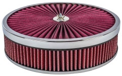 JEGS 500036: Flow-Thru Air Cleaner Assembly 14 in. x 3 in. Chrome - JEGS High Performance