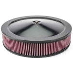 JEGS 500052: Air Cleaner with Smooth Top 14 in. x 3 in. [Black Powder-Coat] - JEGS High Performance