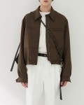LLUD ONLINE STORE BROWN 3D detail wool short jacket(NJ006)