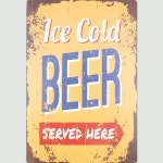 플라워 종합쇼핑몰 [더리얼스 엠데코] 레트로 빈티지 틴 액자 아이스 콜드 비어 BEER 옐로우 30cm 사인보드 셀프 인테리어 소품 벽장식 철재액자