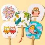 민화 평부채만들기 (민화) 평부채 만들기 랜덤 1개 전통 부채 만들기 DIY - 주식회사 모닝오피스