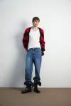 [문선]UNISEX, Tor Oversized Hairy Stripe Cardigan / Red Black [W CONCEPT]