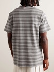 THOM BROWNE Logo-Appliquéd Striped Cotton-Jersey T-Shirt for Men | MR PORTER