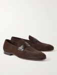 TOM FORD Sean Textured Leather-Trimmed Suede Loafers for Men | MR PORTER