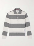 THOM BROWNE Logo-Appliquéd Striped Waffle-Knit Cotton Polo Shirt for Men | MR PORTER