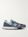 Blue 998 Leather and Mesh-Trimmed Suede Sneakers | NEW BALANCE | MR PORTER