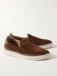 MULO Leather-Trimmed Waxed-Suede Slip-On Sneakers for Men | MR PORTER