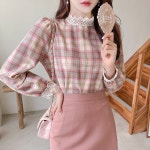 (30%)체크레이스*blouse/a0767 - 러블리 로맨틱룩 피오나 피오나