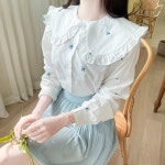 유플리 프릴카라 꽃자수 블라우스 a1349 - 러블리 로맨틱룩 피오나 피오나