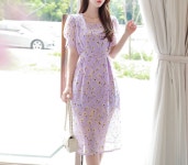 카툰플라워 스퀘어넥 원피스 a0440 - 러블리 로맨틱룩 피오나 피오나