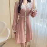 메릴린 레이스카라 배색원피스 a1276 - 러블리 로맨틱룩 피오나 피오나