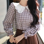 소녀체크카라*blouse/a0908 - 러블리 로맨틱룩 피오나 피오나