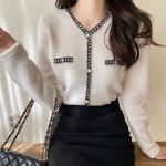 진주샤네린 니트블라우스 a0945 - 러블리 로맨틱룩 피오나 피오나