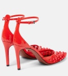 Studded mesh and leather pumps in orange - Alaia | Mytheresa