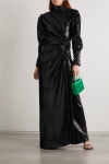 Black Gathered sequined georgette gown | LANVIN | NET-A-PORTER