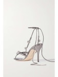 MANOLO BLAHNIK Elsaka 90 crystal-embellished metallic leather sandals | NET-A-PORTER