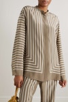Taupe Striped silk blouse | TOTEME | NET-A-PORTER