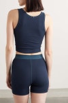 SKIMS Cotton Collection cropped ribbed cotton-blend jersey tank - Navy | NET-A-PORTER