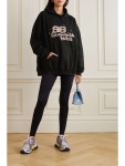 Black Oversized printed cotton-blend jersey hoodie | BALENCIAGA | NET-A-PORTER