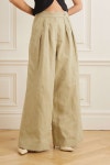 Tan Pleated cotton and linen-blend twill wide-leg pants | DRIES VAN NOTEN | NET-A-PORTER