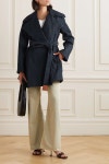 LOEWE Trapeze belted leather-trimmed denim trench coat | NET-A-PORTER