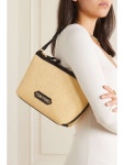 TOM FORD Label leather-trimmed raffia shoulder bag | NET-A-PORTER