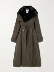 BURBERRY Convertible faux fur-trimmed cotton-canvas trench coat | NET-A-PORTER