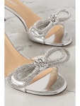 MACH & MACH Double Bow crystal-embellished mirrored-leather mules | NET-A-PORTER