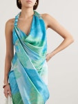 CULT GAIA Iluka draped printed silk halterneck midi dress | NET-A-PORTER