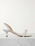 MACH & MACH Diamond of Elizabeth embellished metallic leather slingback sandals | NET-A-PORTER