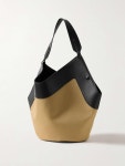 KHAITE Lotus medium leather-trimmed canvas tote | NET-A-PORTER