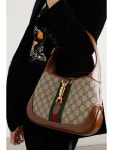 GUCCI Jackie 1961 small webbing-trimmed coated-canvas and leather shoulder bag | NET-A-PORTER