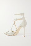 Metallic Azia 95 glittered satin sandals | JIMMY CHOO | NET-A-PORTER