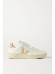 VEJA + NET SUSTAIN V-12 suede-trimmed leather sneakers | NET-A-PORTER