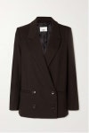 Dark brown Varda double-breasted wool-blend twill blazer | FRANKIE SHOP | NET-A-PORTER