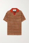 Orange Luna embroidered bouclé-knit polo top | ANDERSSON BELL | NET-A-PORTER