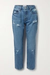 Mid denim Le Original distressed cropped high-rise straight-leg jeans | FRAME | NET-A-PORTER