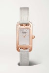 White Nantucket 17mm very small 18-karat rose gold, alligator and diamond watch | HERMÈS TIMEPIECES | NET-A-PORTER