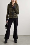 Army green Stretch jersey-trimmed quilted Polartec fleece down jacket | MONCLER GRENOBLE | NET-A-PORTER