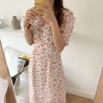 박남매♥ 44-66 사이즈 가격대비최고v 거품없는 데일리룩! 믿고찾는 박남매.^^ 라로즈 플라워 반팔 롱 원피스 (2color)