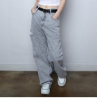 파라노말샵♥ 친구같은쇼핑몰♥ 그레이청 스노우 워싱 와이드 팬츠