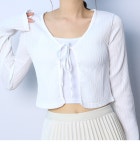 파라노말샵♥ 친구같은쇼핑몰♥ 링클 골지 리본 미니 크롭 가디건