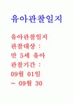 유아관찰일지(아동관찰일지) 9월 유아관찰일지 작성표-9월 한달동안 만 5세를 대상으로 평가인증 유아관찰일지 서식에 맞추어 작성,영역별... 