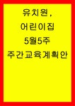 유치원 어린이집 5월5주 주간교육계획안
