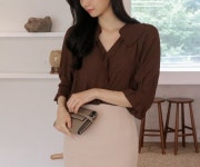 Feminine line... 세인트마리 *젬마 프릴 카라 블라우스 (딥민트)*