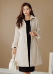 Feminine line... 세인트마리 에이미 누빔 토끼털 카라 퍼 코트 (2color)